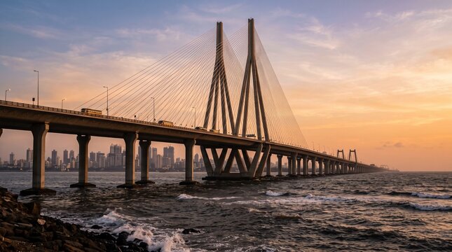 Bandra Worli Sea Link, Mumbai in the evening