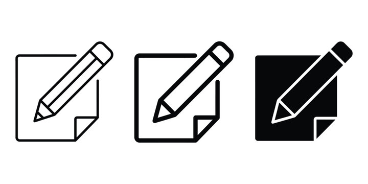 Edit icon line art vector, bold outline and silhouette design