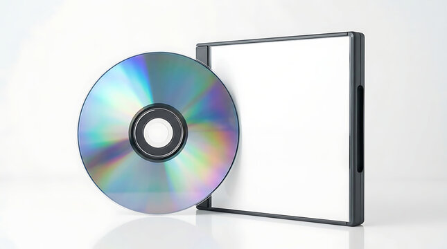 Compact Disc with Blank White Case Mockup on White Background