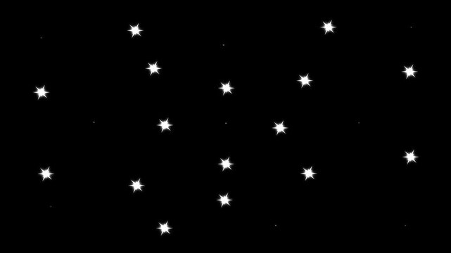 Abstract white dots slowly moving across a black background creating a gentle starfield effect for celebratory themes