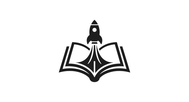 Book rocket launch logo concept, education and startup concept icon