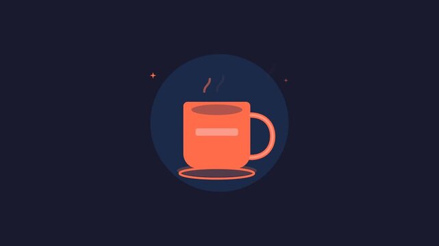 Steaming Coffee Cup Icon Filling Up With Hot Fresh Brew