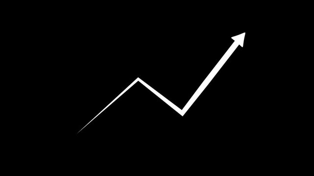 Abstract arrow business graph icon animation background. arrow rising transparent channel.  arrow isolated on a black background. 