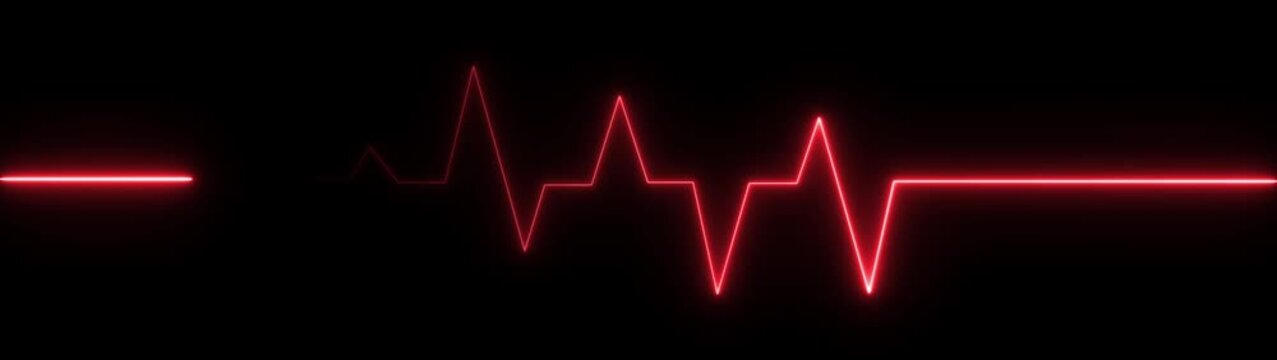 heart beat line animation on black background. Neon glowing hart line icon . heart beat simple glowing neon animation 