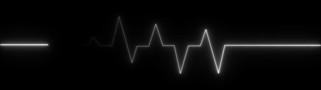 heart beat line animation on black background. Neon glowing hart line icon . heart beat simple glowing neon animation 