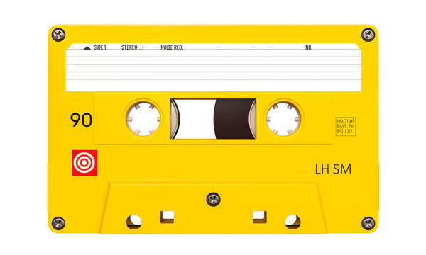 Yellow audio cassette tape isolated