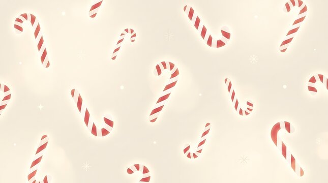 Festive Christmas Candy Canes Pattern with Sparkling Lights