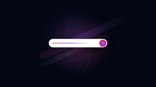 Elegant search bar interface with purple geometric patterns