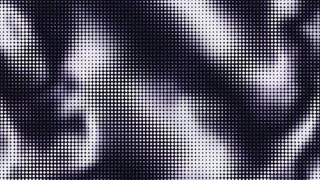 Abstract halftone background with flowing wavy patterns in black and white for modern design
