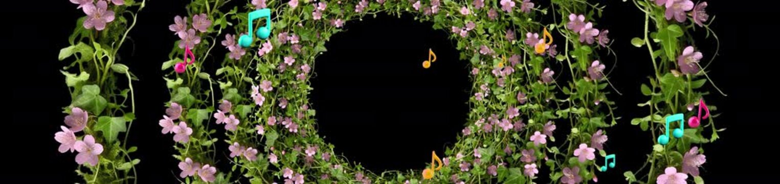 Circular Wreath Frame Music Note Tunnel