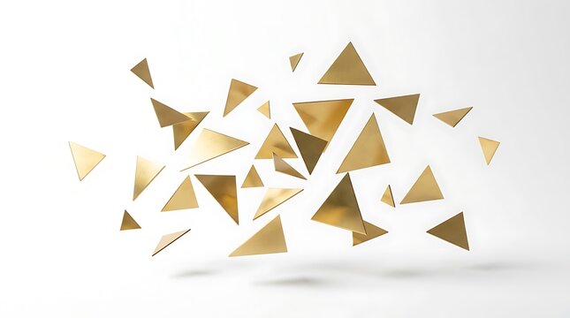 Scattered Golden Triangles Floating Abstract Background