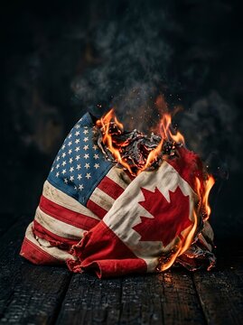 International conflict of USA and Canada. For broken treaties, political tension, trade war disputes, crisis, or severe strain in diplomatic alliance