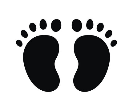 Baby footprints icon. Newborn feet silhouette vector illustration isolated on white background