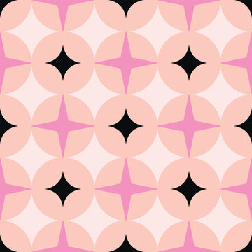 Seamless retro geometric pattern with abstract star elements. Mid century modern repeating vector background for wallpaper, textile and fabric design