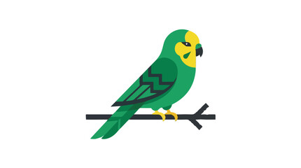 Obraz premium Colorful Cartoon Parrot Illustration with Bright Green Yellow Feathers and Black Beak for Animal and Nature Themes
