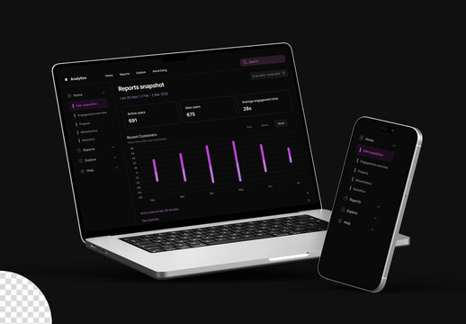 Laptop And Phone Responsive Screen Mockup Isolated