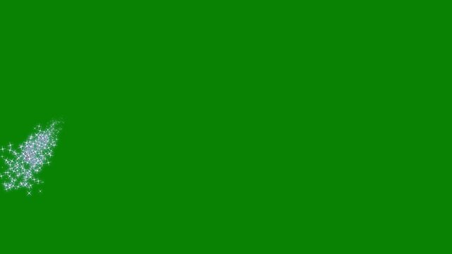 white twinkling stars line sparkles, twinkling magic dust, magic sparkles glitter line stars, magic dust, pixie dust path,particles on green background,4k glitter video
