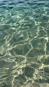 Botricello Beach, Catanzaro's Ionian coast, Calabria, Italy. Crystal-clear sea.  Tourism and beach holidays. Travel to Italy.  Summer vacation in Calabria.  Italy summer holidays. Scenic sea landscape
