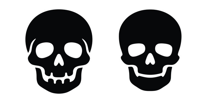 Halloween black skull silhouette vector illustration set
