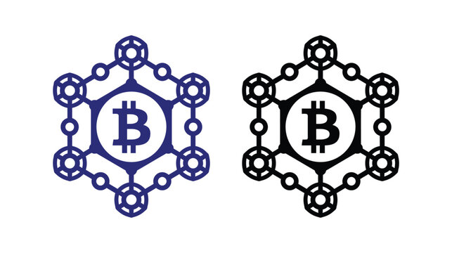 Bitcoin icon vector logo cryptocurrency blockchain network