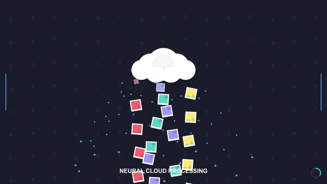 Neural Cloud Photo Storage and Data Processing Animation