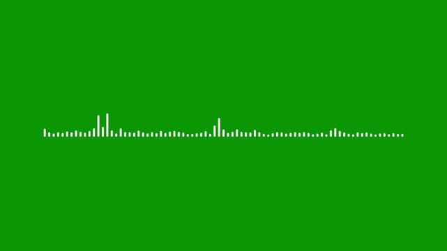 Animated sound wave spectrum green background, White audio waveform spectrum animation, Audio waveform equalizer spectrum, Music equalizer, Sound visualization, recording, music, 4k video.
