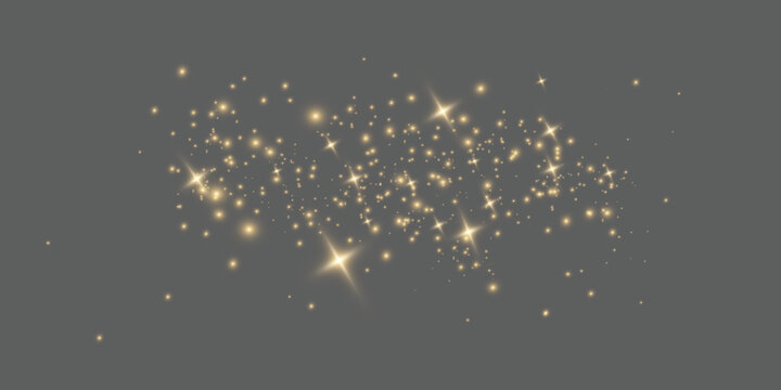 Golden dust particles on a soft transparent abstract background