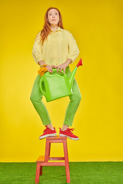 Funny gardener woman