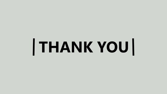 Black thank you text on gray background with vertical lines gratitude message black text