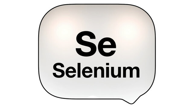 Se chemical symbol and Selenium text inside speech bubble isolated on transparent background PNG cutout
