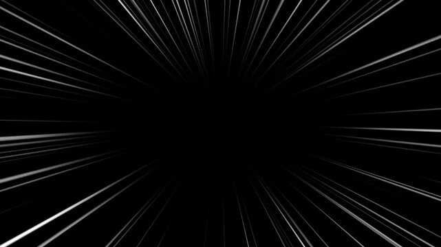 Anime speed line background animation on black. Flash Action Overlay. 4K Animation Loop Anime Comic Speed Lines. Seamless recurring speed line background with alpha channel. 