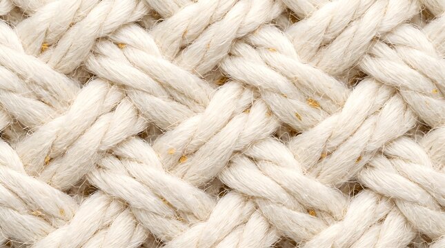 Woven off white cotton rope texture with organic flecks