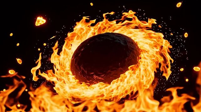 Burning sphere with flames