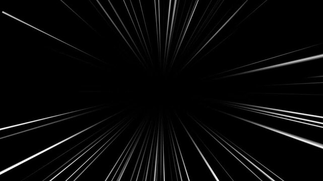 Radial Comic Light Speed Lines Moving. Comic cartoon concept background. 3D rendering. Anime Fast Speed Lines. Action speed lines animation. 4K seamless loop animation for anime action scenes.