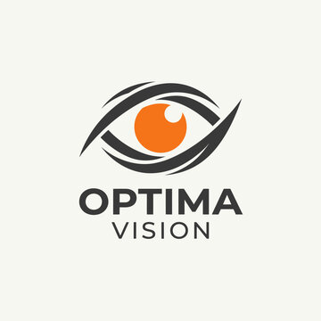 Optima Vision Logo with Stylized Eye and Orange Iris.