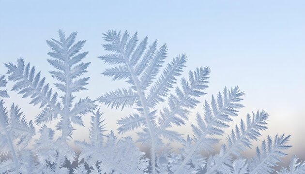 Intricate frost patterns forming delicate fern-like structures on a window pane