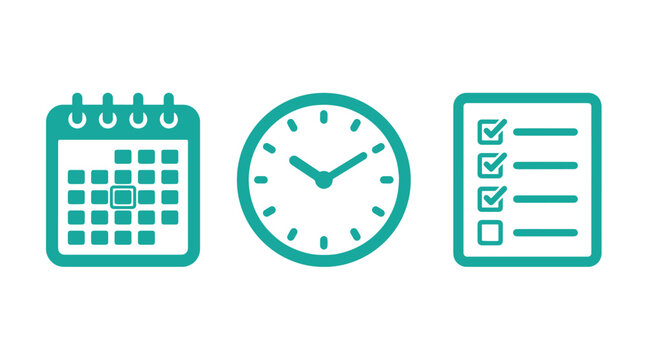 Project management icon set featuring calendar time management and task list calendar checklist schedule business planning management deadline organizer productivity