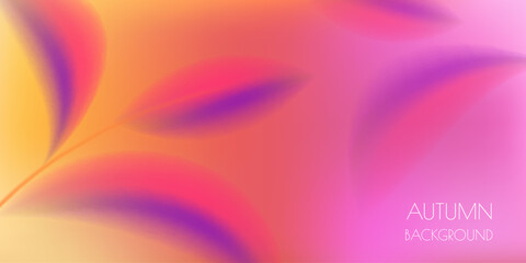 Obraz premium Vector blurred fall autumn foliage background. Abstract smooth neon pink, orange and purple leaves design