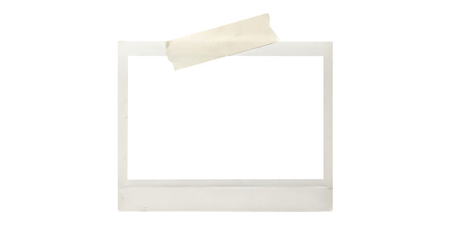 Blank vintage polaroid photo frame isolated on transparent background