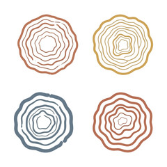 Obraz premium Set of abstract hand drawn tree ring circles and organic wavy line shapes Vector