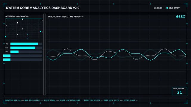 Futuristic Real Time Data Analytics Dashboard HUD Interface
