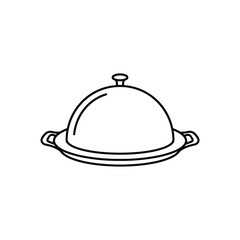 Fototapeta premium A minimalist line drawing of a covered serving dish with handles, perfect for food service and restaurant branding