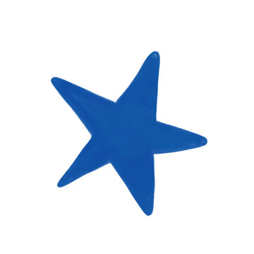 Blue Hand Drawn Star Shape Isolated