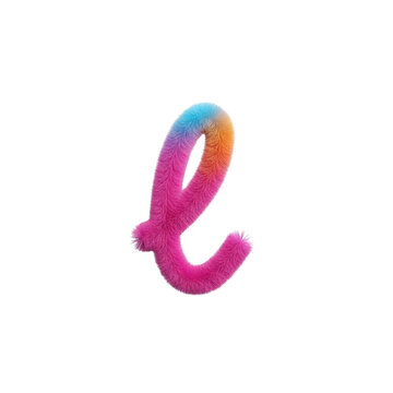 Lowercase letter l made of colorful fluffy fur