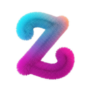 Fuzzy letter z with colorful gradient texture