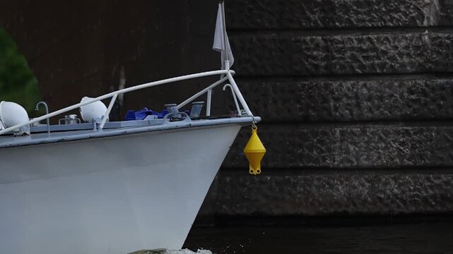 Slow Motion Close Up of Boat Bow Wave on River