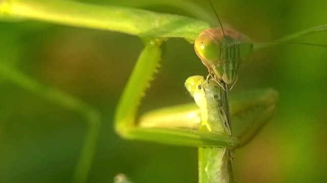 Close Up Praying Mantis Predation Behavior Entomology Study 4K