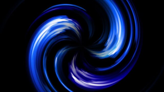 Animation of the absorption of matter by an abstract black hole. Rushing with a swirl to the center of the blue and white tongues of matter. Abstract tunnel.4k video.