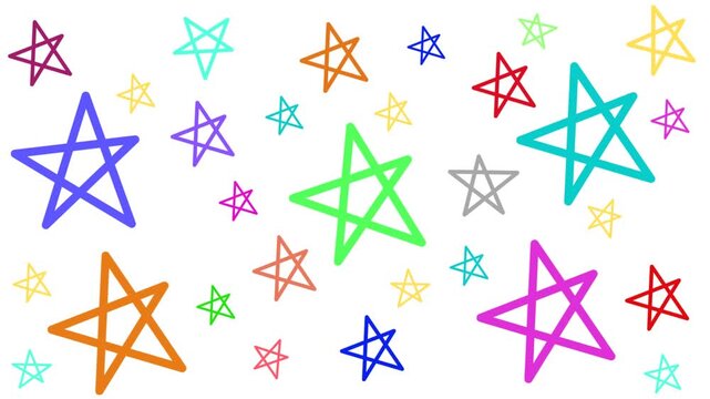 Hand Drawn Colorful Stars Moving Randomly Background Footage