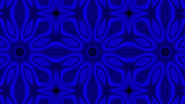 Abstract blue floral pattern background. Dark geometric kaleidoscope design wallpaper.